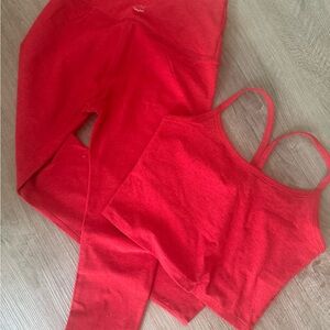 Beyond Yoga Red Leggings and Top Set